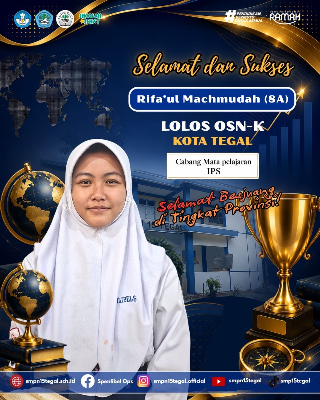 Siswa SMP N 15 Tegal Raih Juara Olimpiade IPS Tingkat Kota